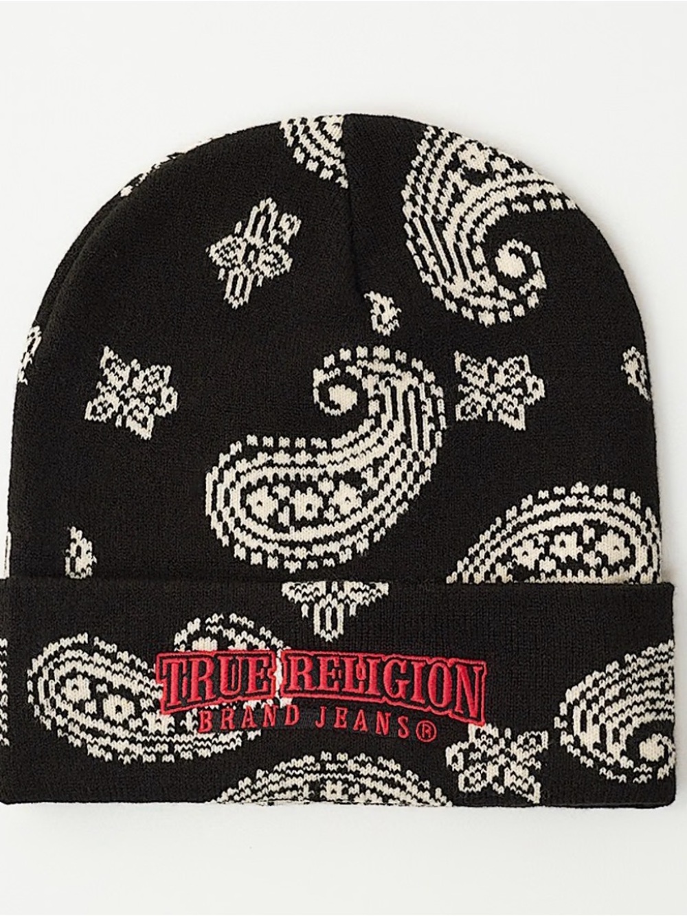 New Men Paisley True Religion
Bandanna Beanie Hat Black White
Spring Fall Winter